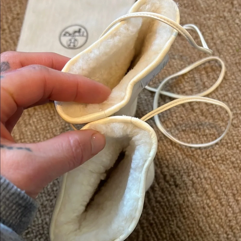 Hermes White Kids Mittens